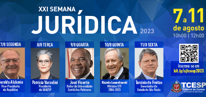 Semana Jurídica do TCESP terá presenças de Alckmin e Tarcísio de Freitas