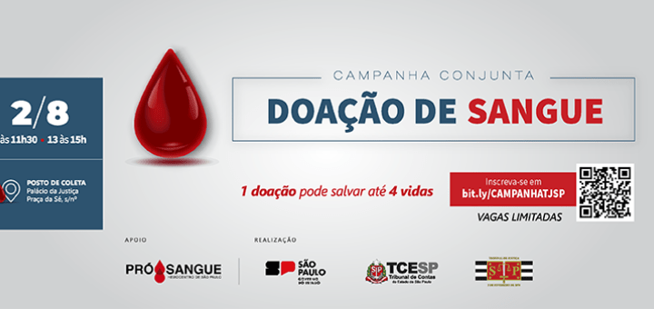 Nova etapa da campanha conjunta de doação de sangue do TCESP acontecerá no Tribunal de Justiça