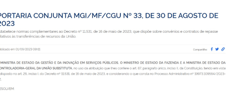 Consórcios públicos são contemplados em nova portaria que regulamenta convênios e contratos de repasse