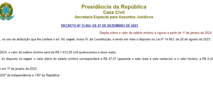 DECRETO Nº 11.864, DE 27 DE DEZEMBRO DE 2023